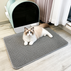 Alfombrilla para arena de gato de doble capa con diseño de panal e impermeable