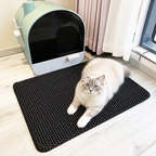 Alfombrilla para arena de gato de doble capa con diseño de panal e impermeable
