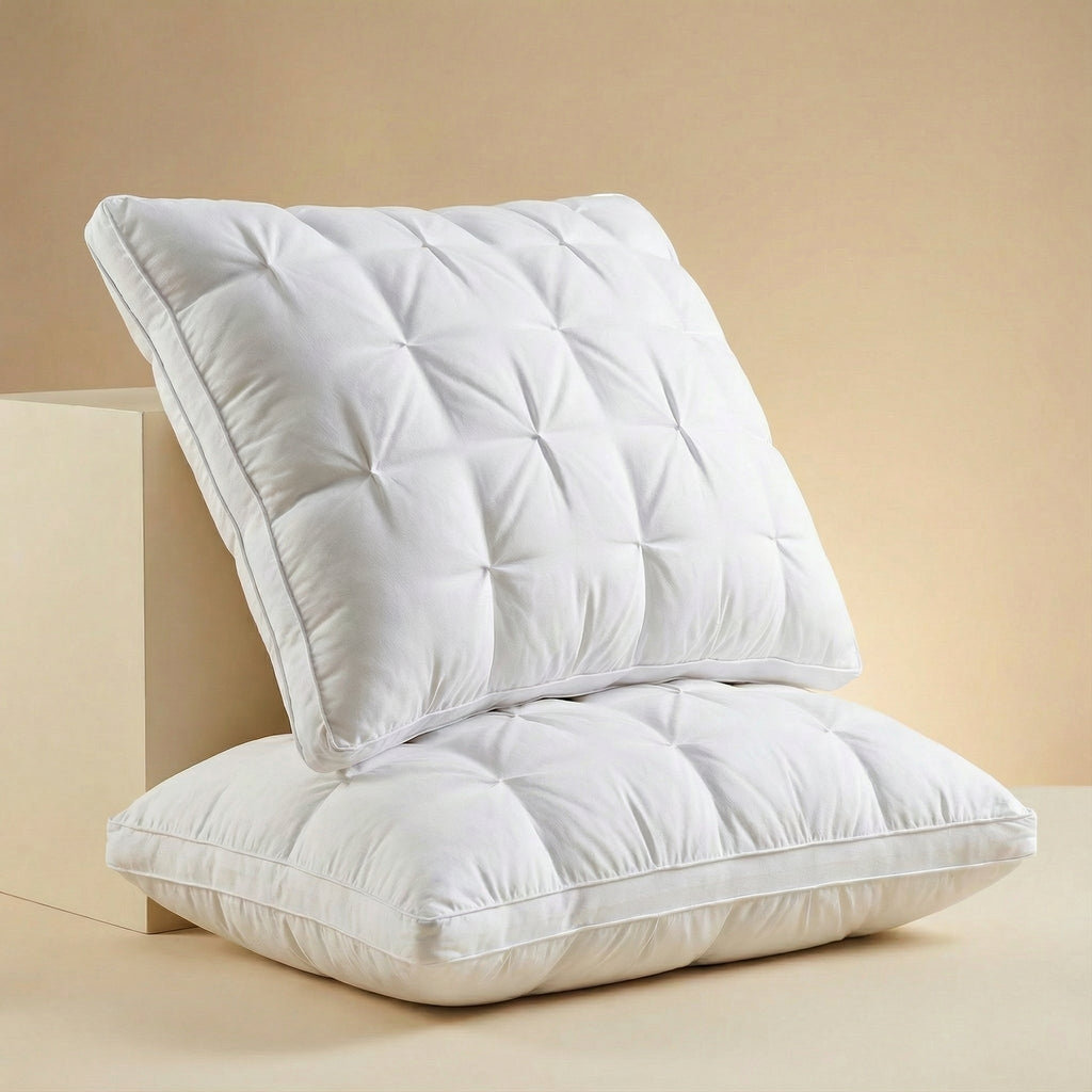 Almohada de plumón lujosa | Soporte suave para un sueño reparador | Funda de algodón transpirable