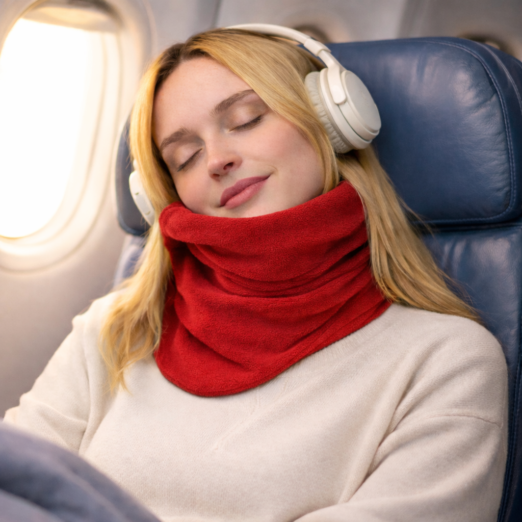 Almohada de viaje para cuello con soporte envolvente para avión y coche