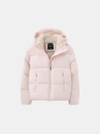 Amore | Chaqueta acolchada corta para mujer con capucha desmontable - Abrigo de invierno cálido con forro de pelo sintét
