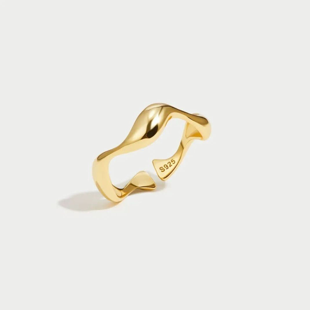 Anillo ajustable de plata con diseño oceánico