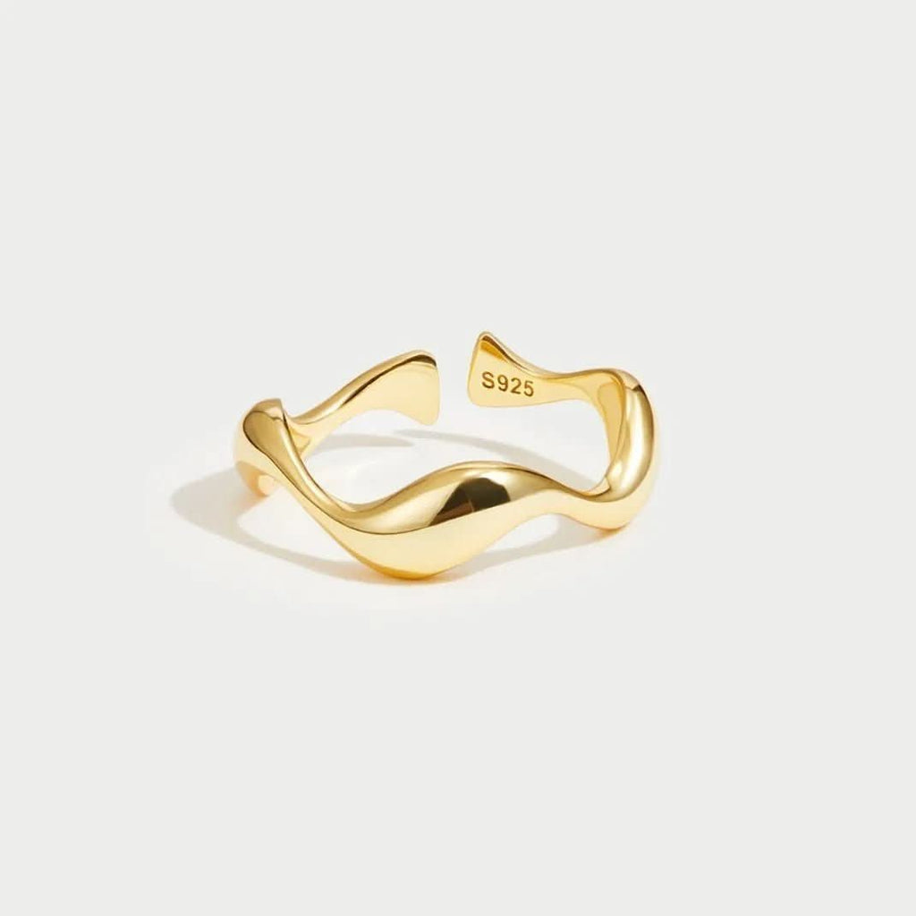 Anillo ajustable con diseño de olas del océano