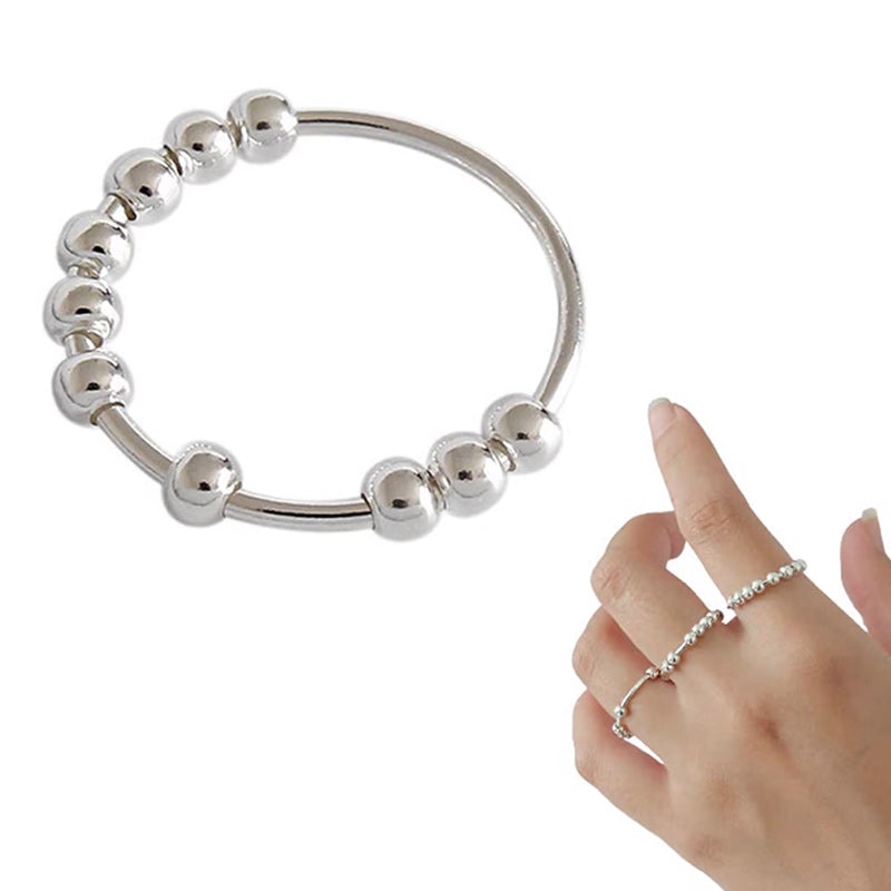 Anillo antiestrés giratorio de cuentas metálicas
