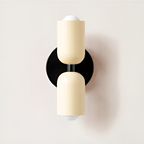 Aplique de pared con batería — doble pantalla cápsula, diseño sin cables