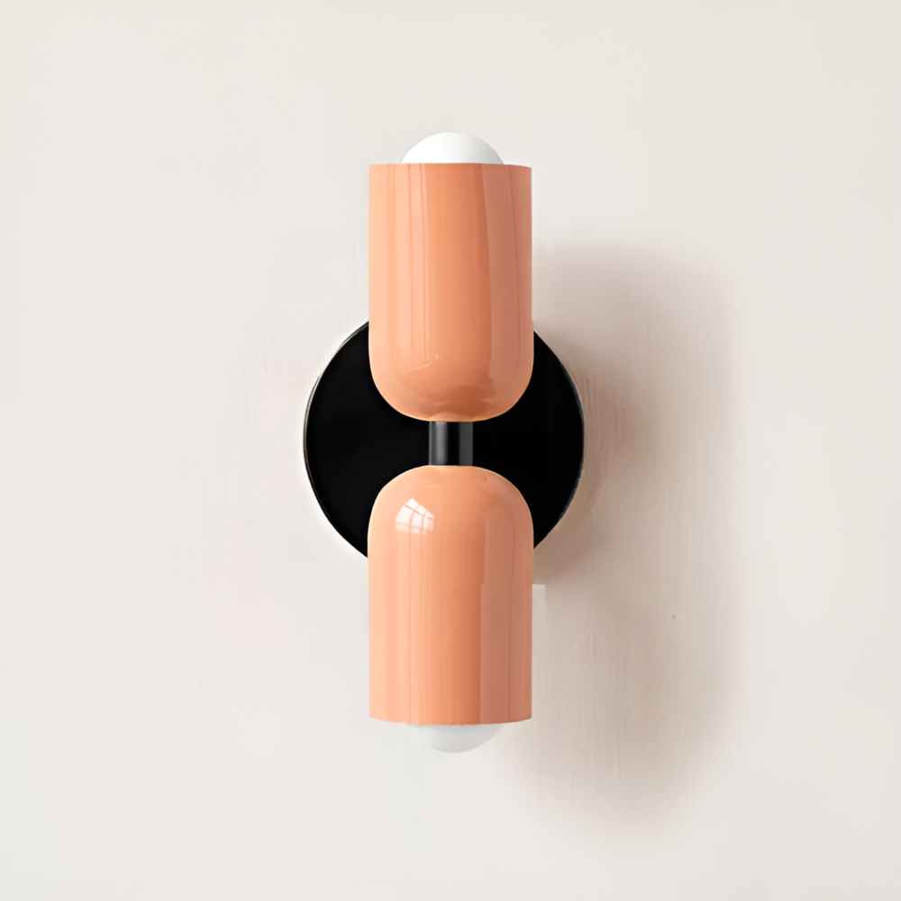 Aplique de pared con batería — doble pantalla cápsula, diseño sin cables