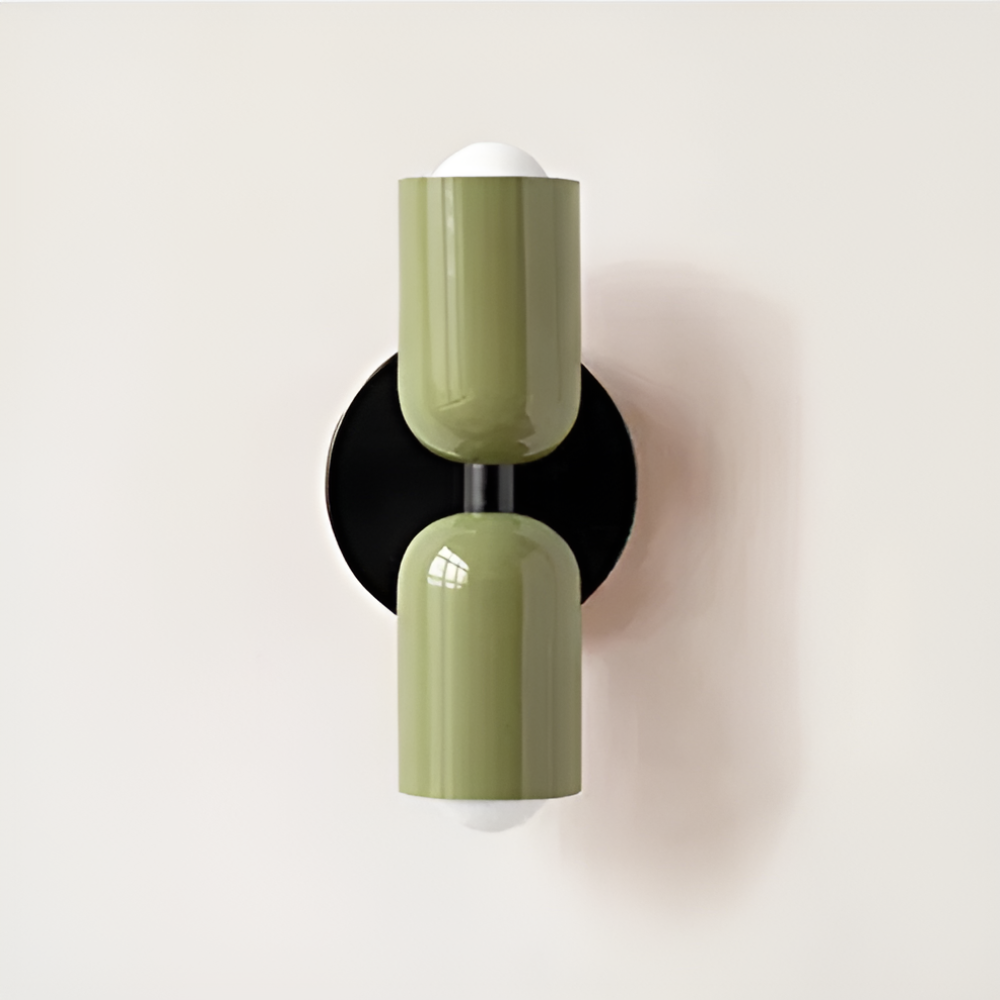 Aplique de pared con batería — doble pantalla cápsula, diseño sin cables