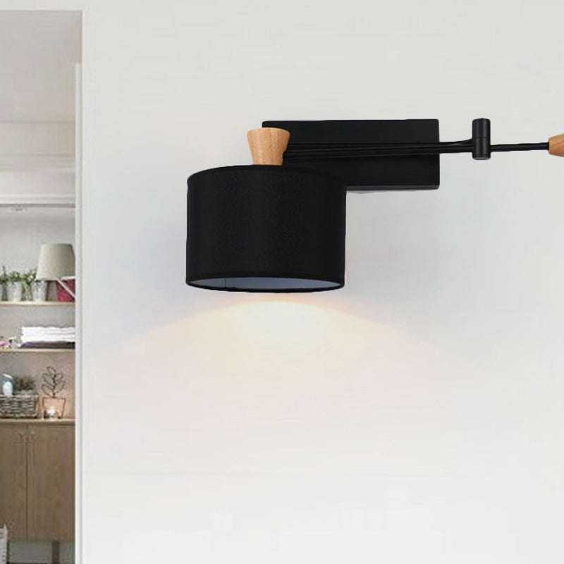 Aplique de pared con pantalla de tambor en tela, 1 luz, estilo contemporáneo