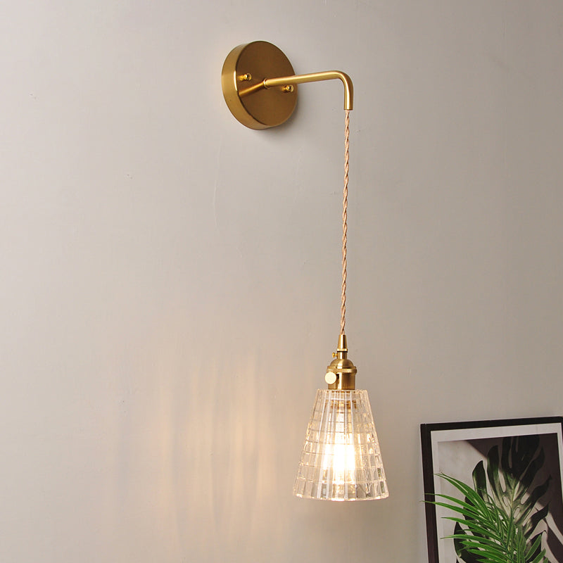 Aplique de pared industrial de 1 luz con pantalla de cristal transparente