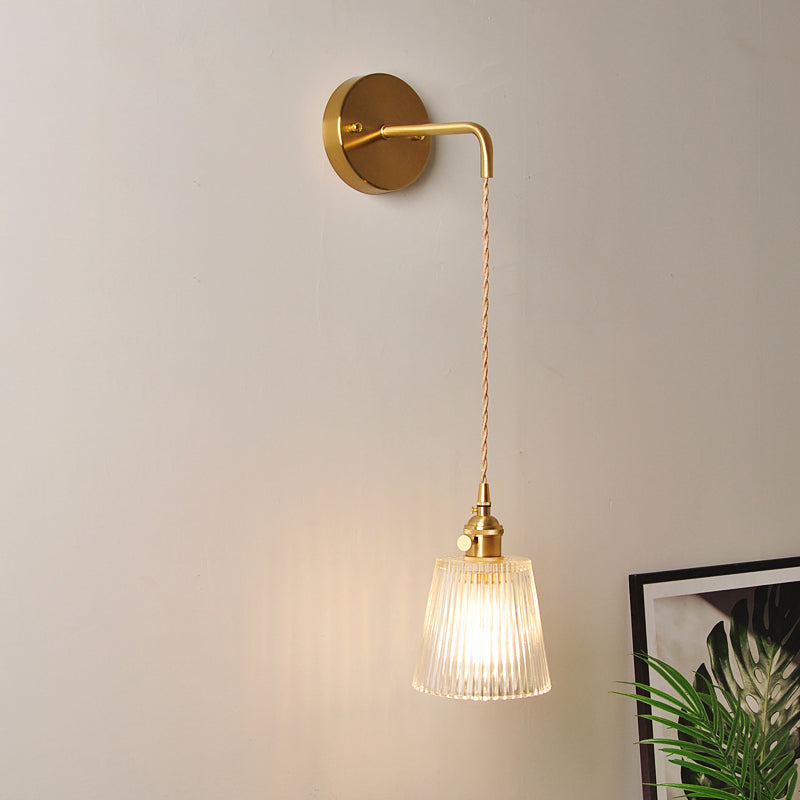 Aplique de pared industrial de 1 luz con pantalla de cristal transparente