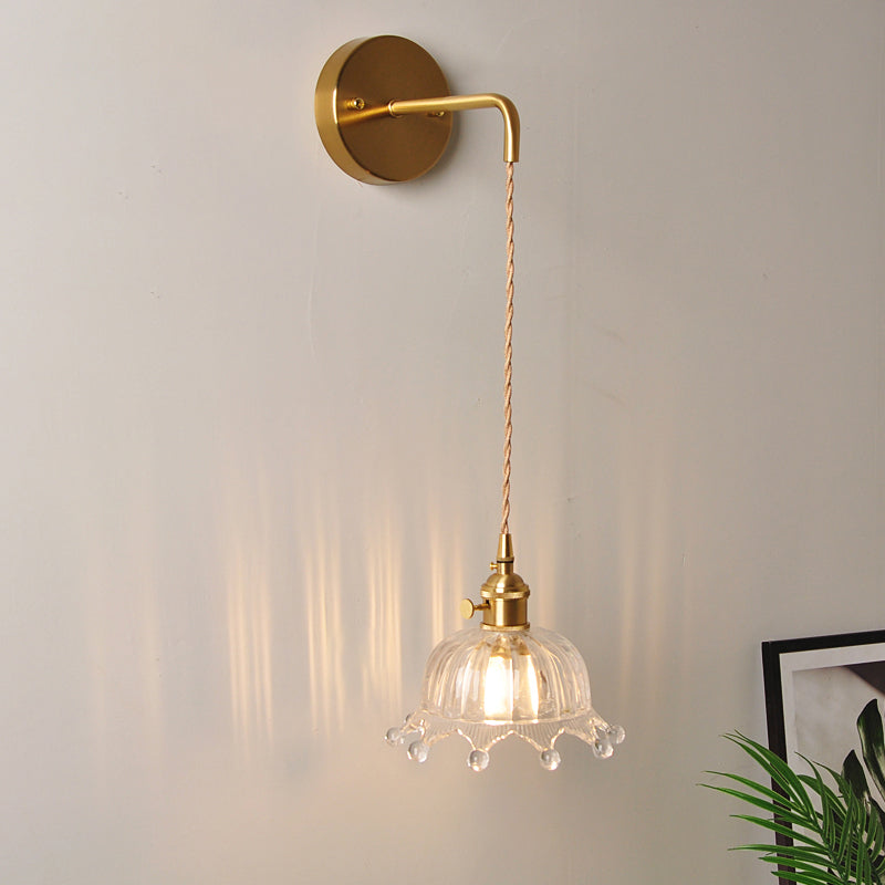 Aplique de pared industrial de 1 luz con pantalla de cristal transparente