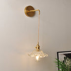 Aplique de pared industrial de 1 luz con pantalla de cristal transparente