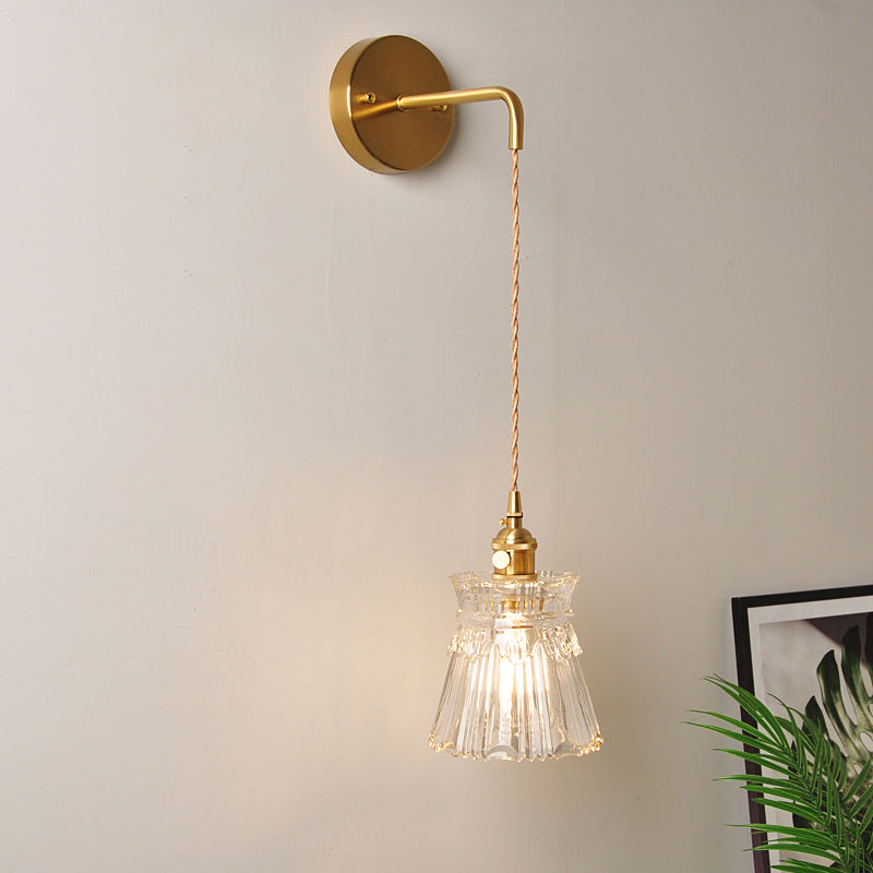 Aplique de pared industrial de 1 luz con pantalla de cristal transparente