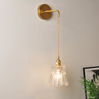 Aplique de pared industrial de 1 luz con pantalla de cristal transparente