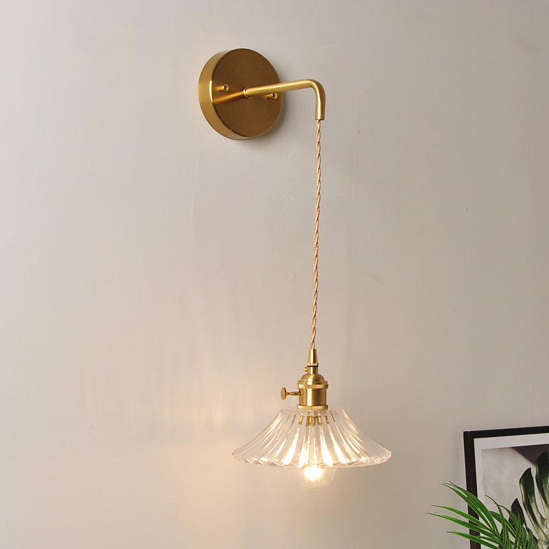 Aplique de pared industrial de 1 luz con pantalla de cristal transparente