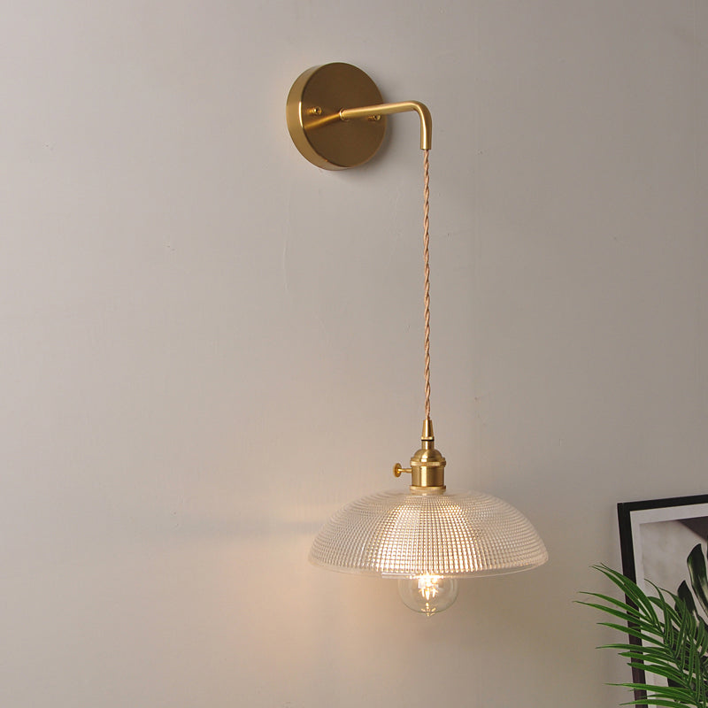 Aplique de pared industrial de 1 luz con pantalla de cristal transparente