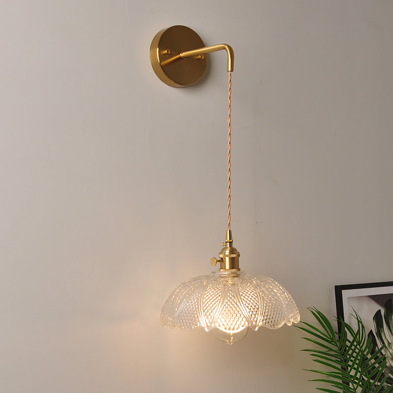 Aplique de pared industrial de 1 luz con pantalla de cristal transparente