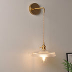 Aplique de pared industrial de 1 luz con pantalla de cristal transparente
