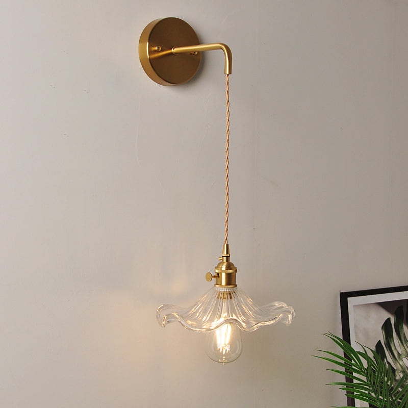 Aplique de pared industrial de 1 luz con pantalla de cristal transparente