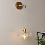 Aplique de pared industrial de 1 luz con pantalla de cristal transparente