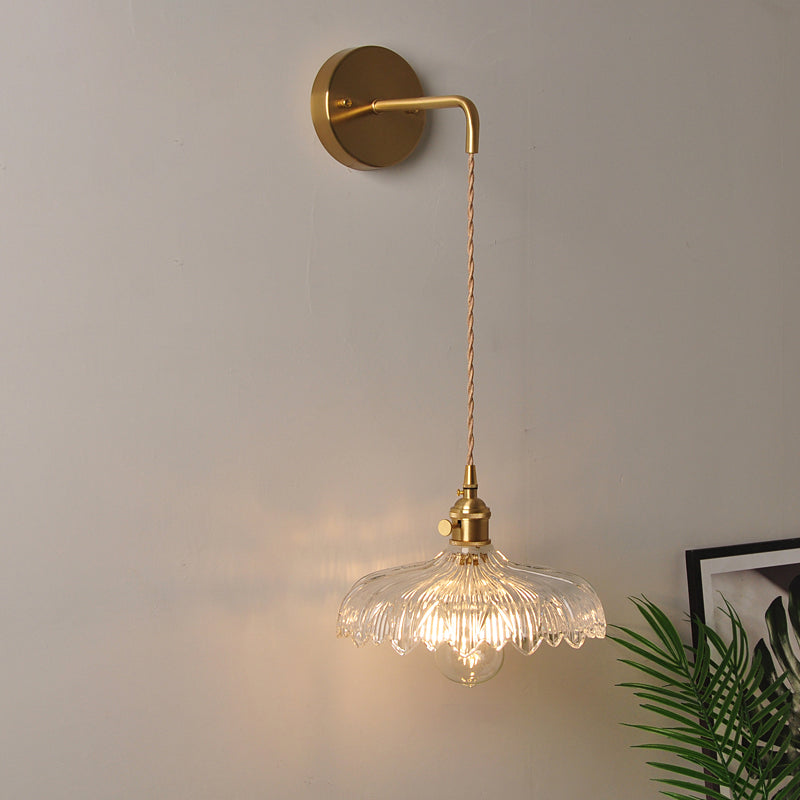 Aplique de pared industrial de 1 luz con pantalla de cristal transparente