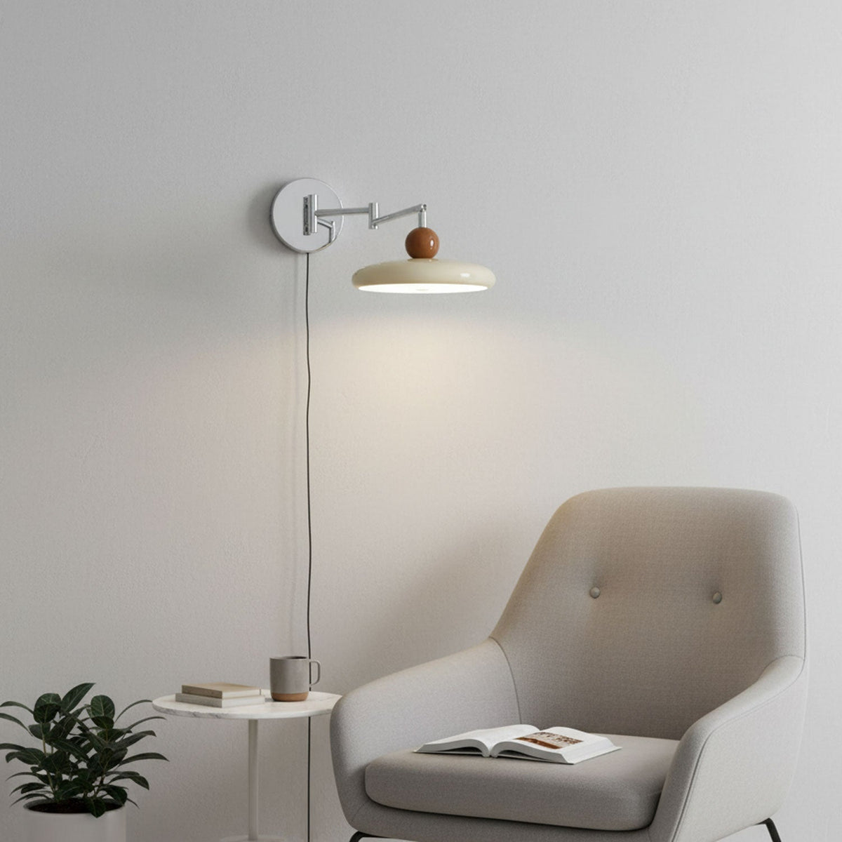 Aplique de pared Lola con disco redondo y LED integrado para interior