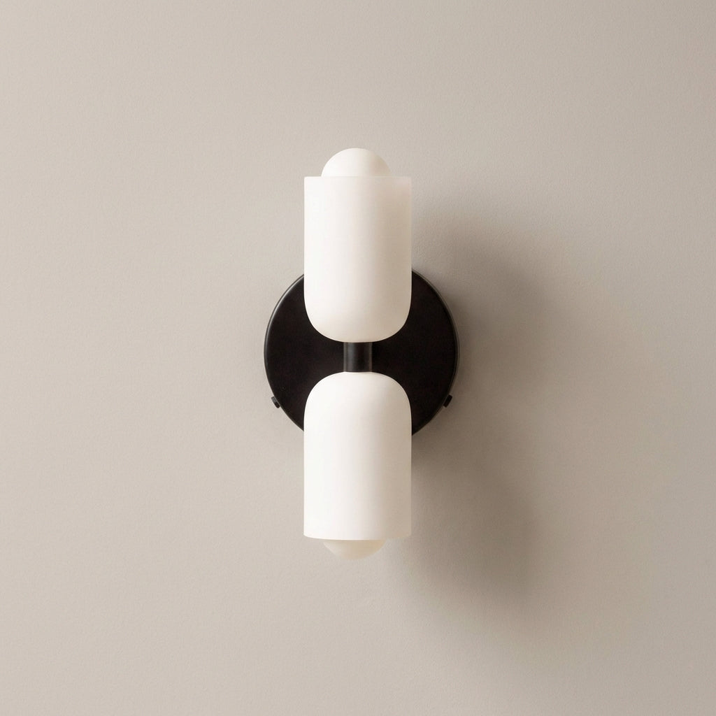 Aplique de pared nórdico de metal y cristal con luz dual arriba-abajo