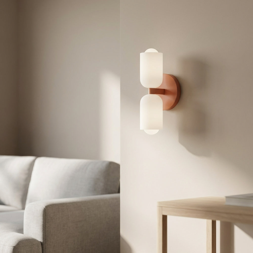 Aplique de pared nórdico de metal y cristal con luz dual arriba-abajo