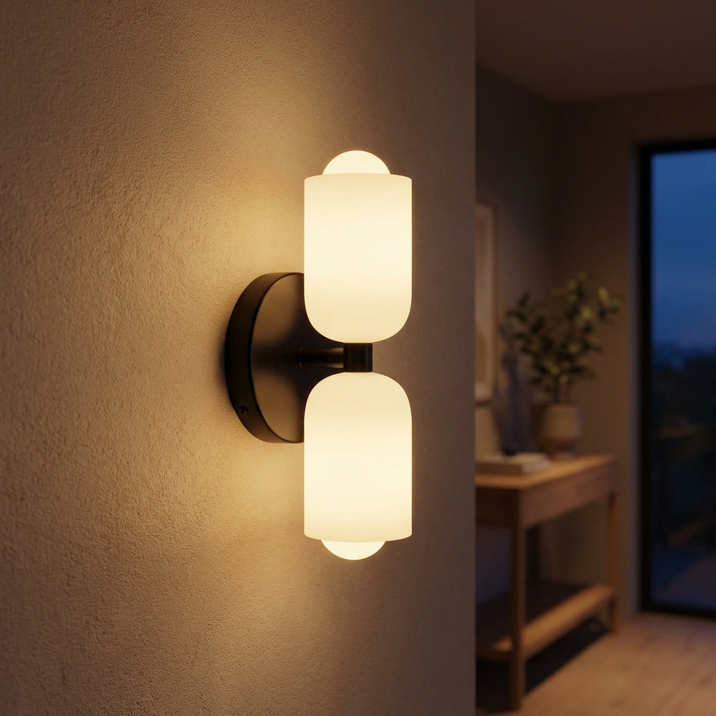 Aplique de pared nórdico de metal y cristal con luz dual arriba-abajo