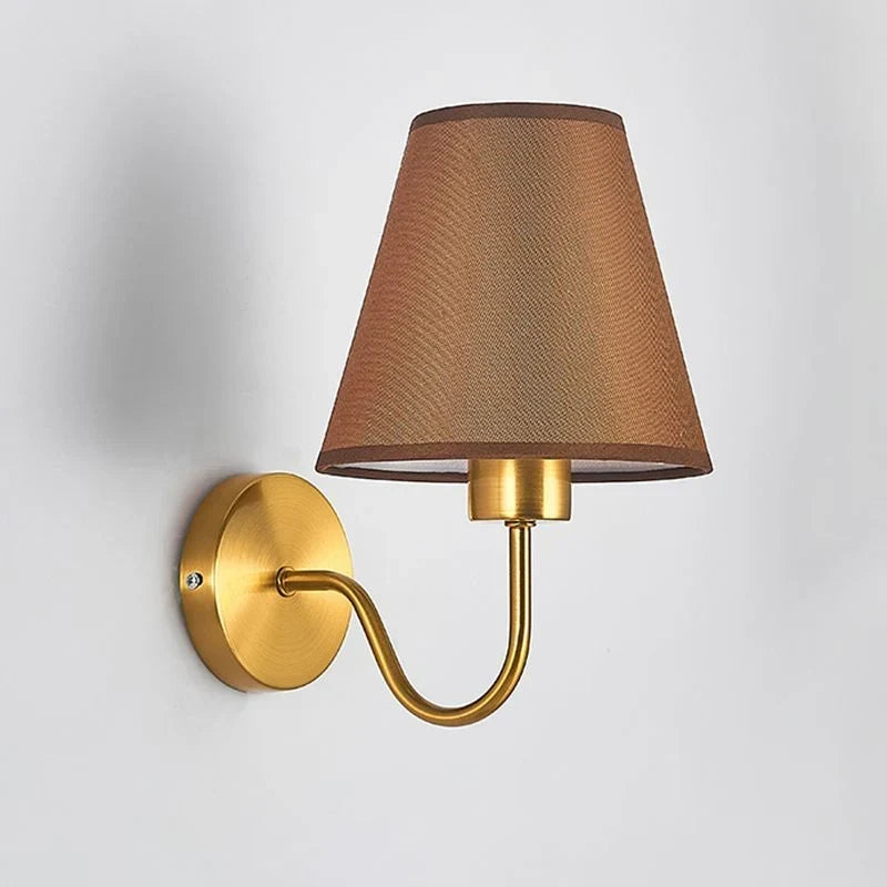 Aplique de pared | Pantalla de tela cónica de estilo nórdico | Brazo de metal galvanizado