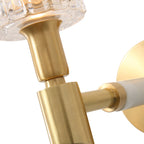 Aplique de pared contemporáneo con pantalla cilíndrica de cristal facetado y acabado dorado