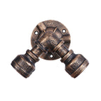 Aplique de pared doble con pantalla de hierro forjado estilo industrial rústico en bronce envejecido