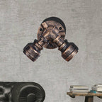 Aplique de pared doble con pantalla de hierro forjado estilo industrial rústico en bronce envejecido