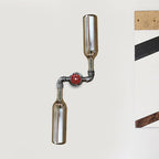 Aplique de pared estilo industrial con botellas de cristal gris/azul, 2 luces