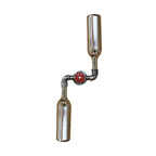 Aplique de pared estilo industrial con botellas de cristal gris/azul, 2 luces