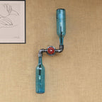 Aplique de pared estilo industrial con botellas de cristal gris/azul, 2 luces