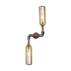 Aplique de pared estilo industrial con botellas de cristal gris/azul, 2 luces