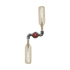 Aplique de pared estilo industrial con botellas de cristal gris/azul, 2 luces