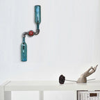 Aplique de pared estilo industrial con botellas de cristal gris/azul, 2 luces