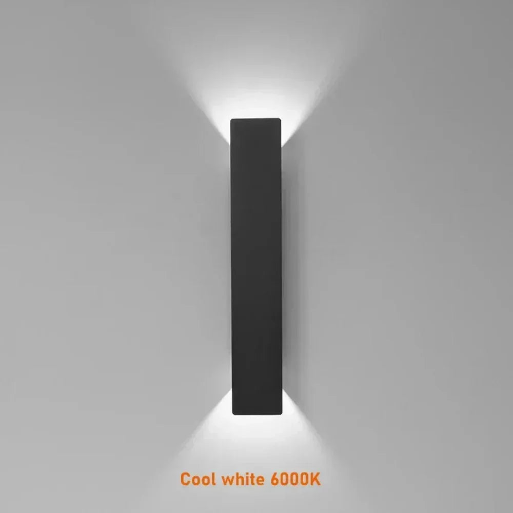 Aplique de pared exterior de aluminio impermeable con iluminación LED bidireccional