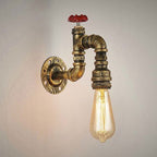 Aplique de pared industrial con forma de grifo en latón envejecido con válvula, 1 luz