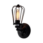 Aplique de pared industrial con jaula metálica negra, pack de 2 unidades