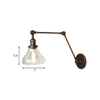 Aplique de pared industrial con pantalla de cristal en forma de pera y brazo articulado