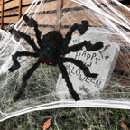 Araña gigante de Halloween, araña peluda negra con ojos rojos y patas flexibles, decoración de Halloween para exterior e