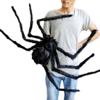 Araña gigante de Halloween, araña peluda negra con ojos rojos y patas flexibles, decoración de Halloween para exterior e