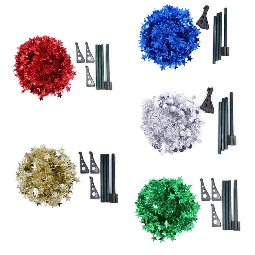 Árbol de Navidad artificial plegable con lentejuelas y soporte