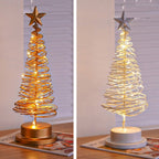 Árbol de Navidad LED con diseño en espiral y estrella decorativa (33 cm)