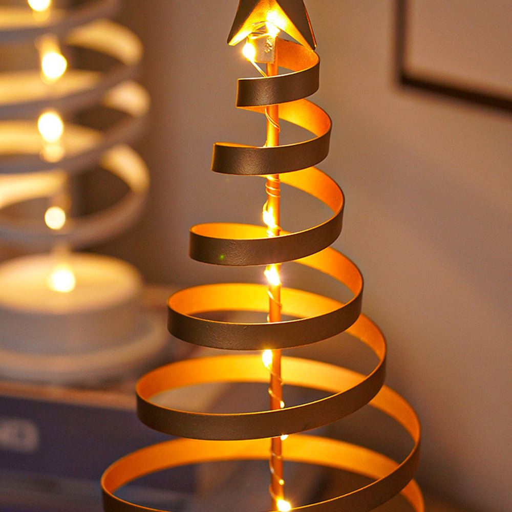 Árbol de Navidad LED con diseño en espiral y estrella decorativa (33 cm)