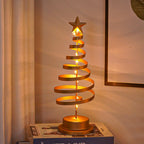 Árbol de Navidad LED con diseño en espiral y estrella decorativa (33 cm)