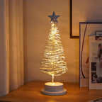 Árbol de Navidad LED con diseño en espiral y estrella decorativa (33 cm)